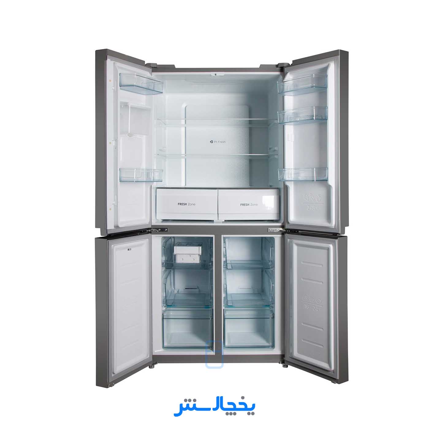 یخچال فریزر چهار درب زیرووات مدل ZF53W (E1) سفید (کابین امباس و درب ساده)