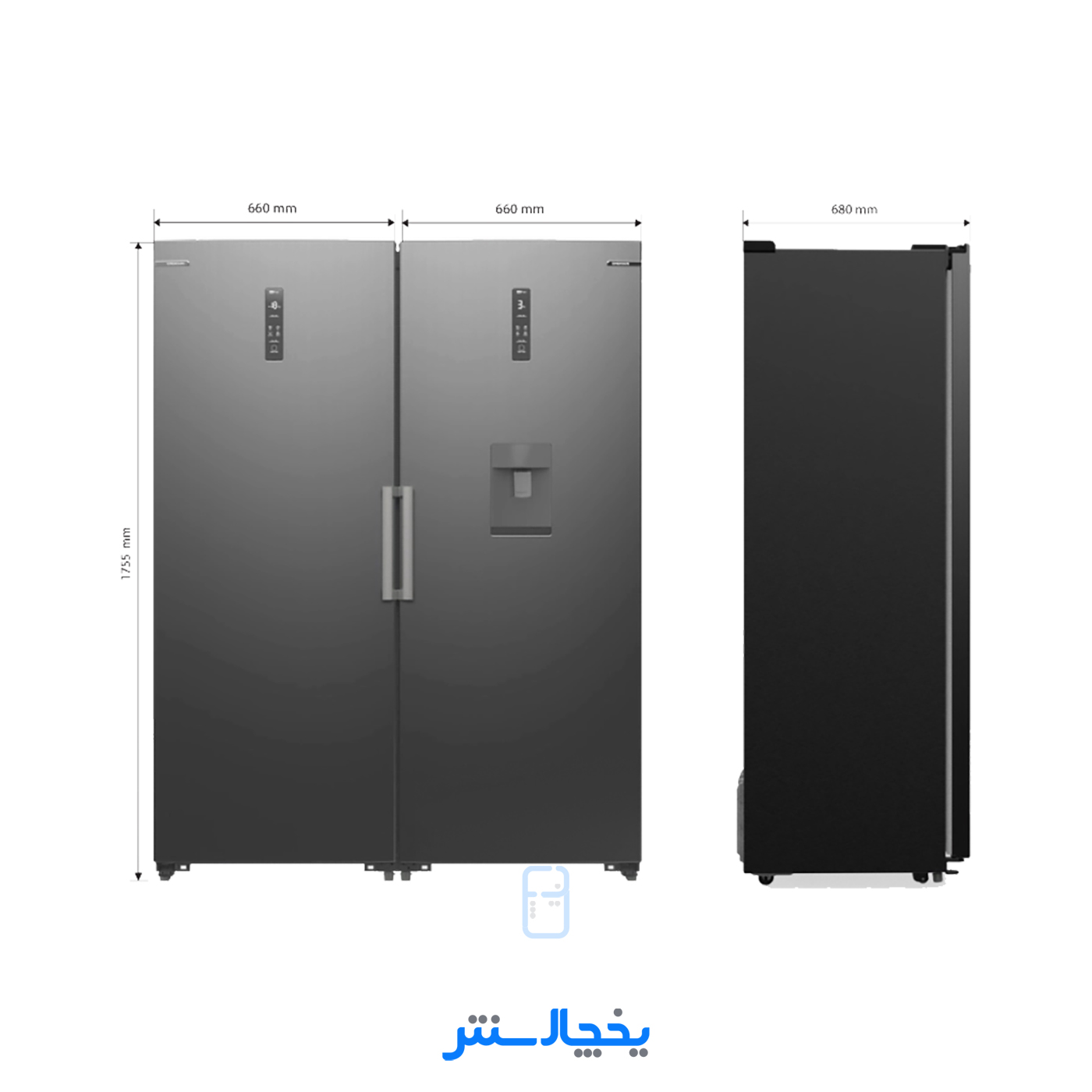 یخچال فریزر دوقلو امرسان 16 فوت مدل R16H-F16H-T01 تیتانیوم